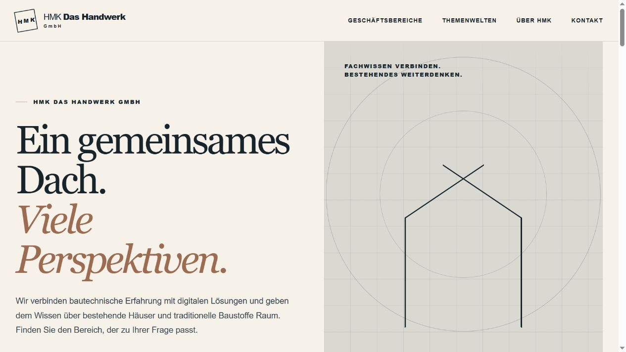 Startseite unserer Unternehmenswebsite HMK Das Handwerk
